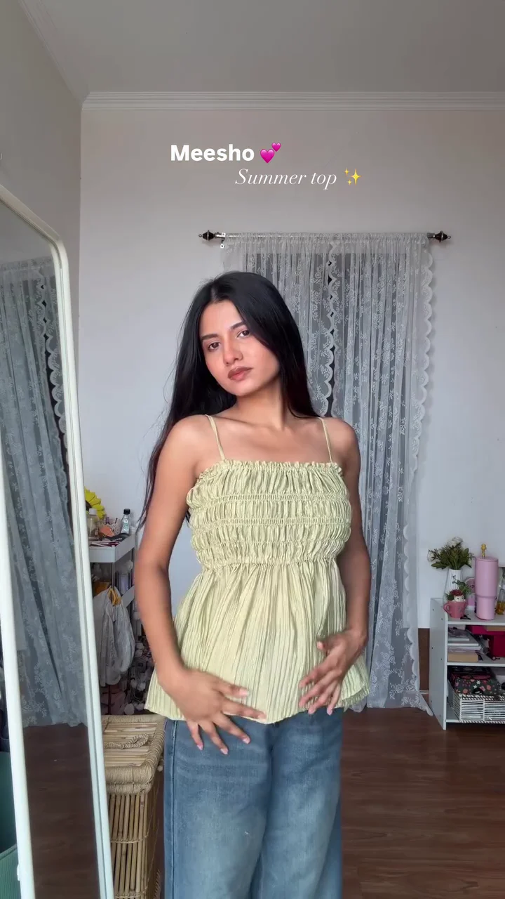 💚✨ Pastel Pistachio Smocked Peplum Cami Top – Cute Summer Essential 🌿💫