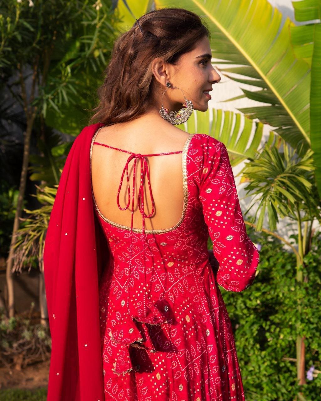 Red Rayon Bandhani  Suit Set ❤️❣️♥️